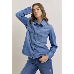 NEW HIDDEN the abby western shirt in medium wash